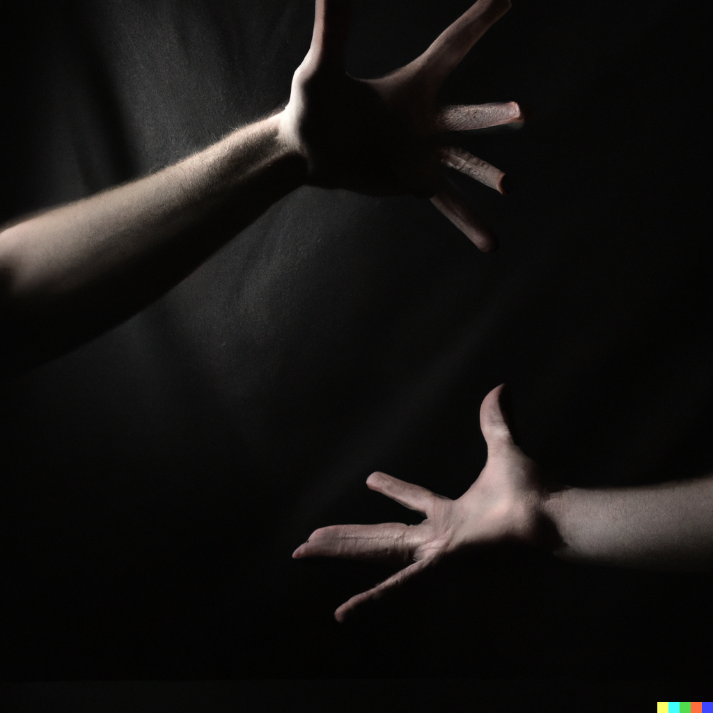 DALLE 2023-02-14 071700 - an award winning image of hands in motion doing something epic - French in Real Life in the middle of, do you know how to say that in French? Hear it in this clip from the Inner French podcast