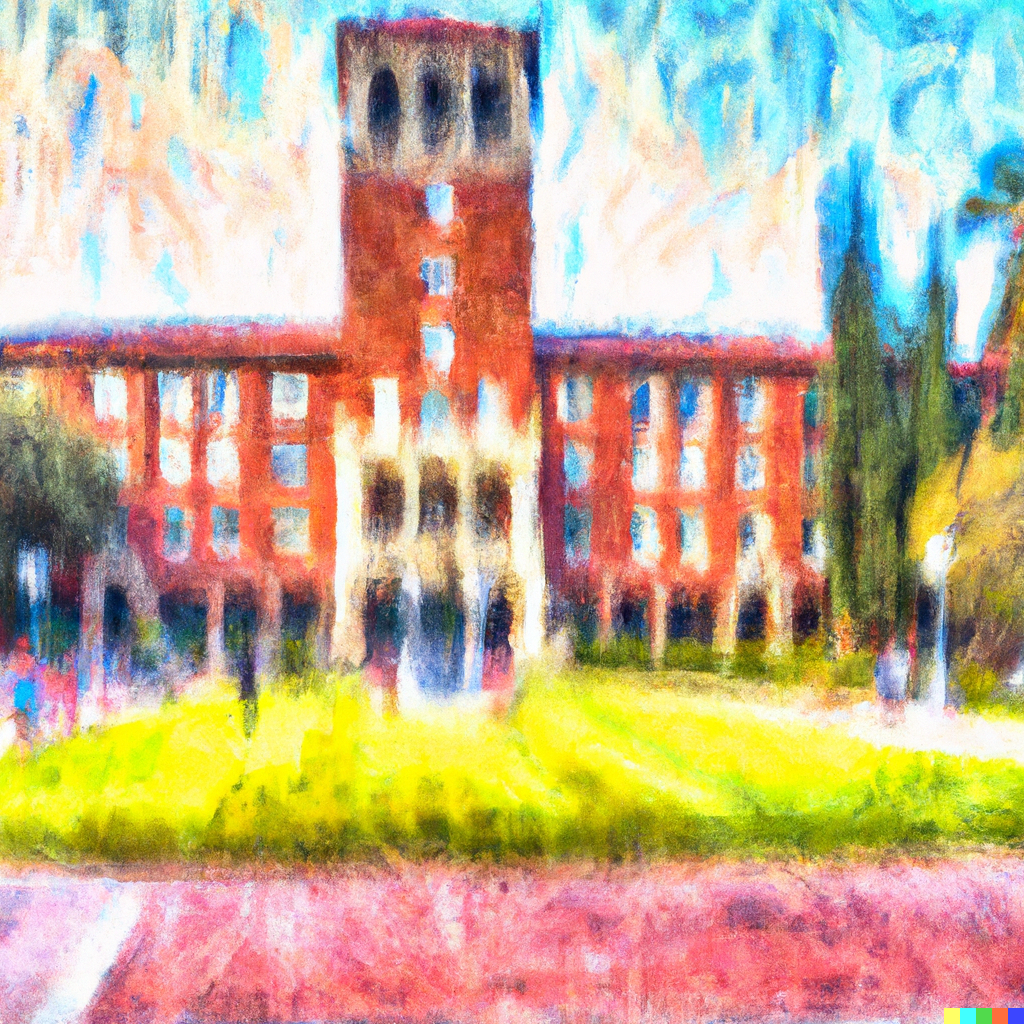 DALLE 2023-02-10 231329 - an impressionist painting of the University of Southern California - French in Real Life university of southern california as imagined by Dall-e-2. do you know that college name in French? it's not just USC